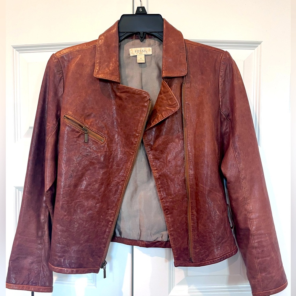Fossil Brown Leather Jacket